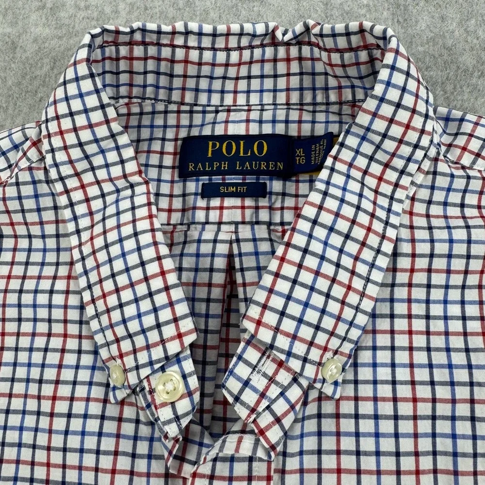 Polo Ralph Lauren Shirt Mens XL Multicolor Check Slim Fit Button Down Pony Logo